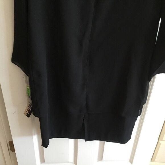 NWT. Gorgeous Black Crepe Women’s L/S Dress Size 10 Nicole Paris Brand - Picture 14 of 14